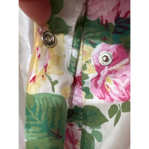 J.I.T. Sleep Floral White Housecoat Robe Short Sleeve Snap Buttons XL - Picture 12 of 13